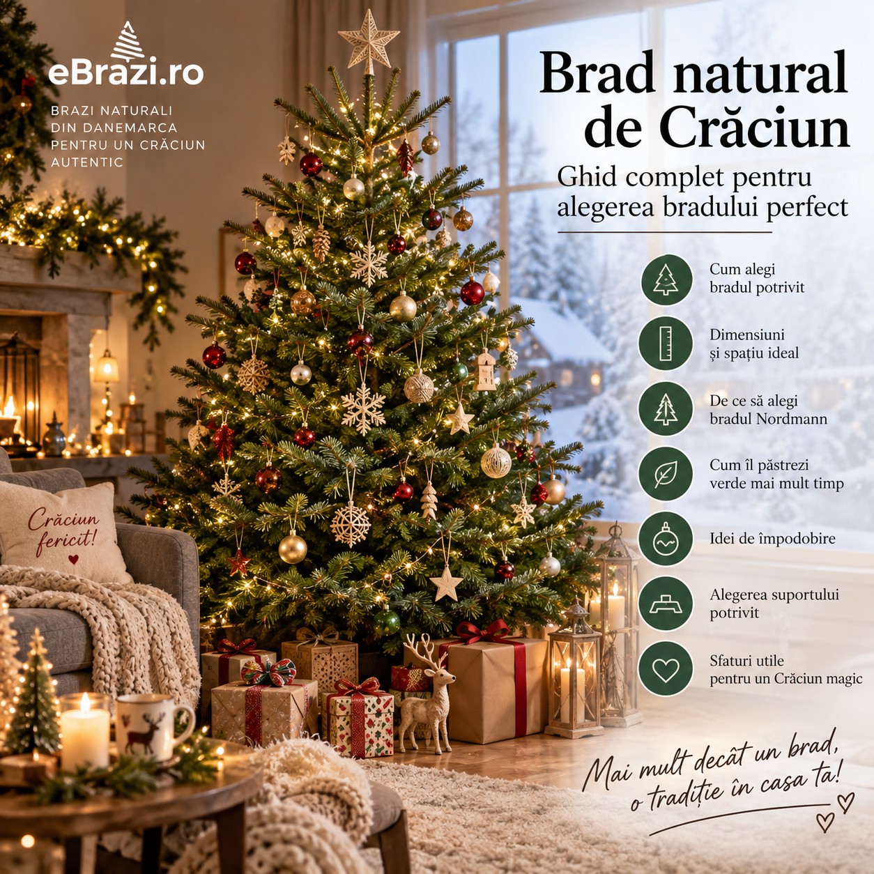 Brad natural de Crăciun – Ghid complet pentru alegerea bradului perfect 2026-2027