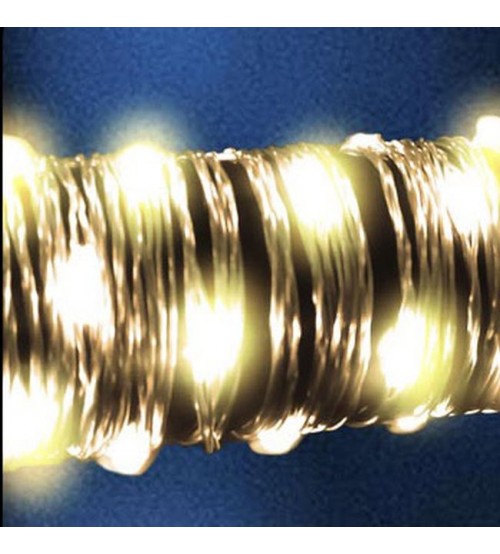 Instalatie de Craciun lant luminos auriu, exterior si interior, 100 LED, lumina calda, timer, baterii, Veli Line Denmark