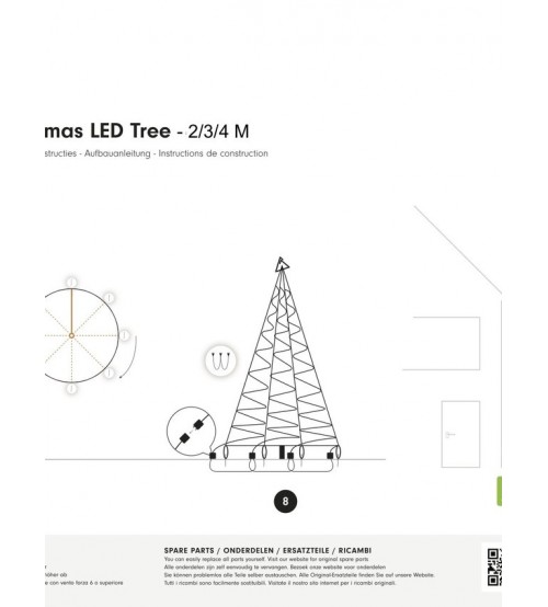 Instalatie sub forma de brad de Craciun 300 CM, lumina calda, 320 LED cu sclipiri, stalp metalic inclus